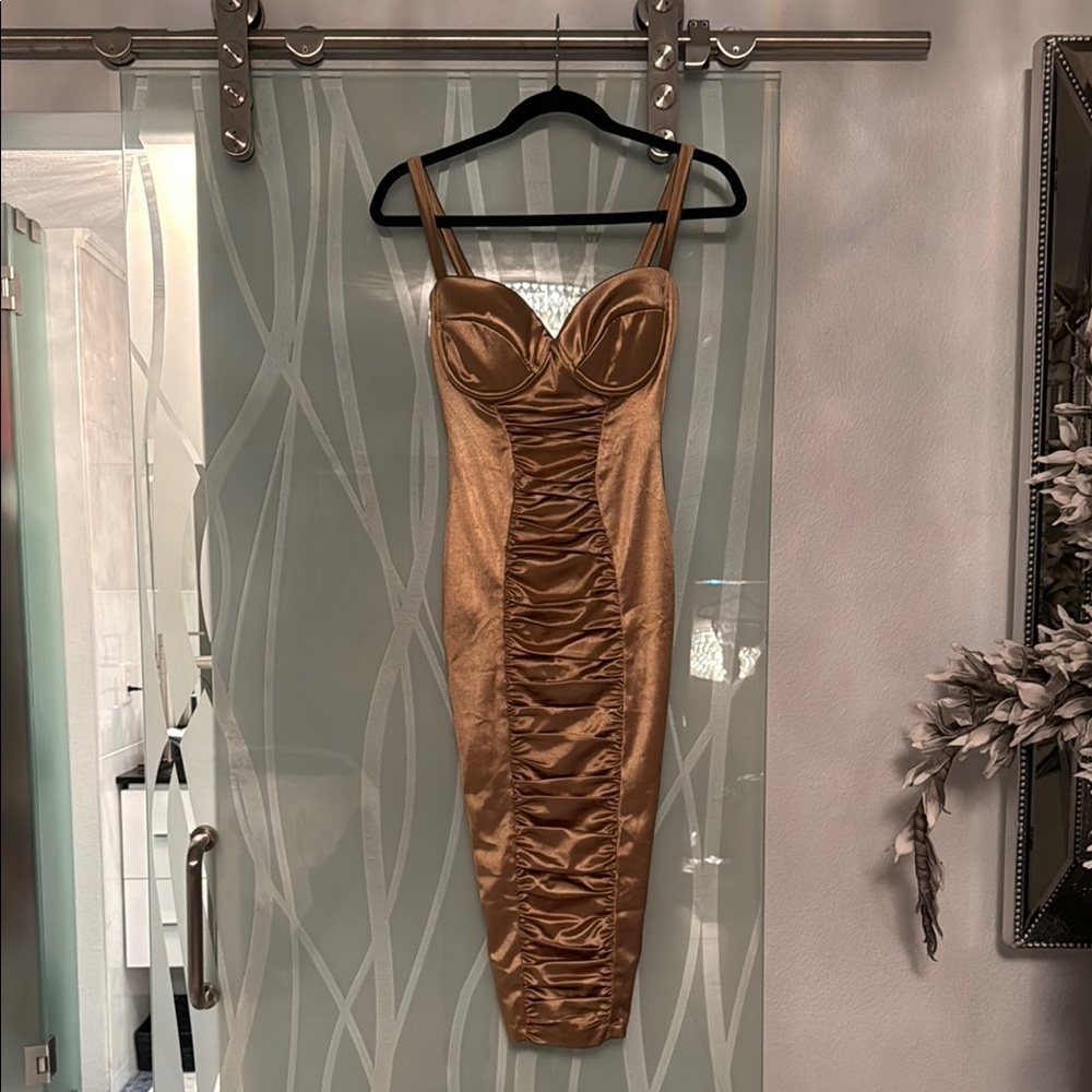 $299 SOLD OUT Nookie - Elegant Copper Satin Marilyn Monroe Dress